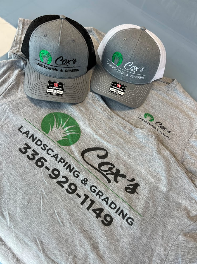 Embroider hat and screen print t-shirt for landscaping and grading company