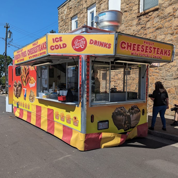 Trailer wrap for Mayberry concessions. Trailer is at downtown event featuring several food trucks