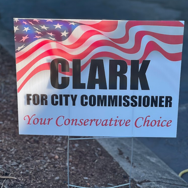 Signage on located on football field watch stand