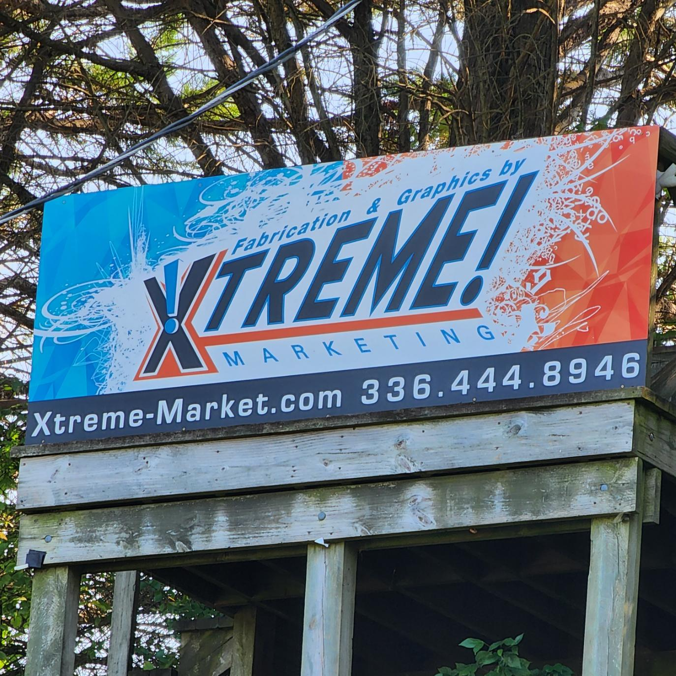 Signage on located on football field watch stand