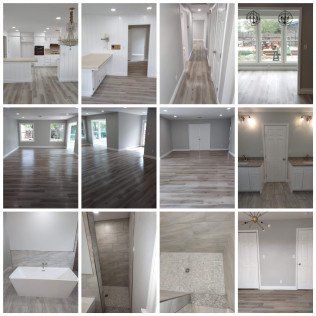 A collage of pictures of a house that has been remodeled