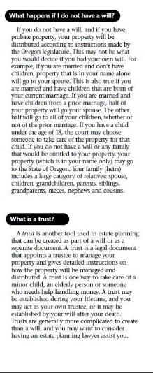 Legal document with text about wills and trusts.