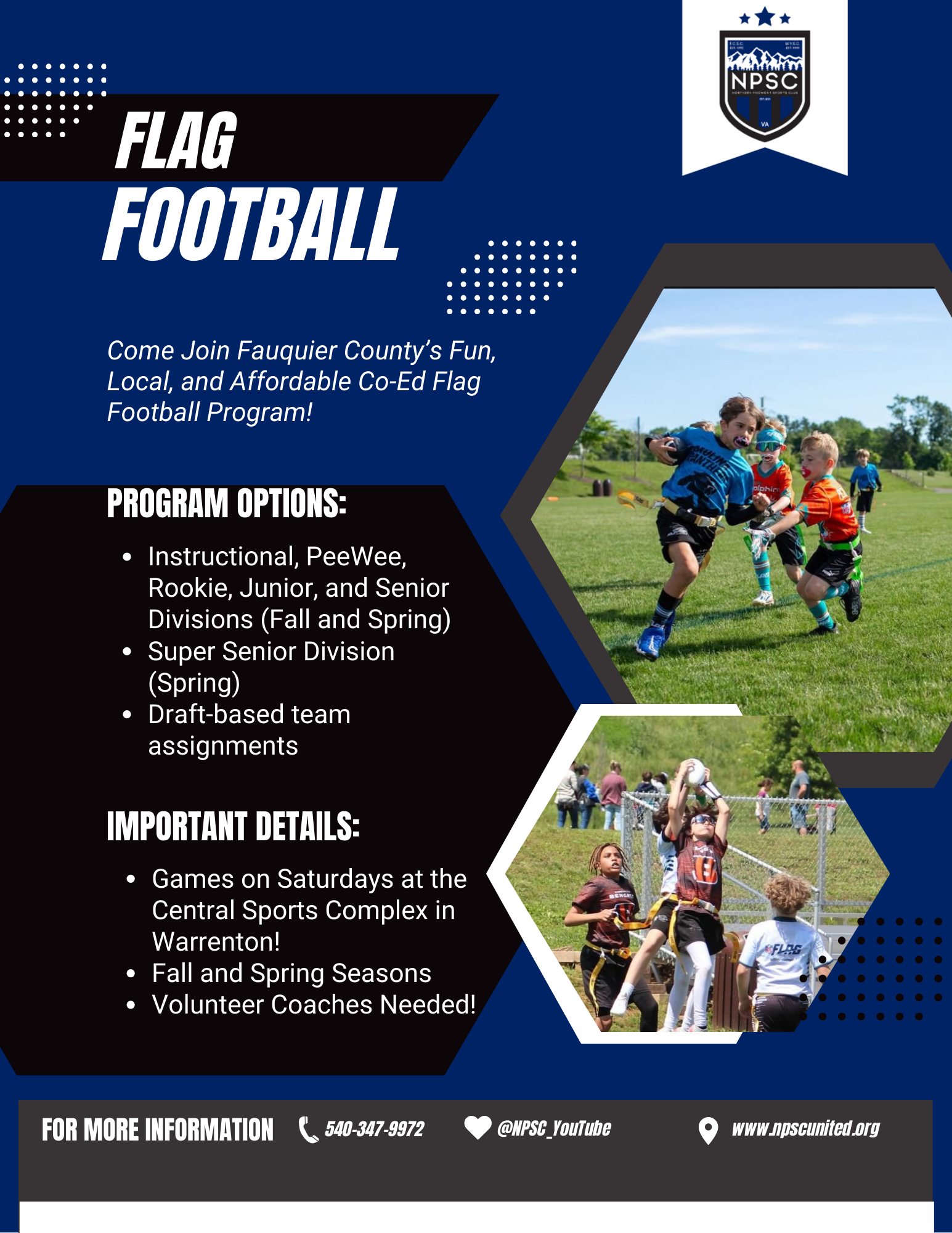 Northern Piedmont Sports Club flag football program options