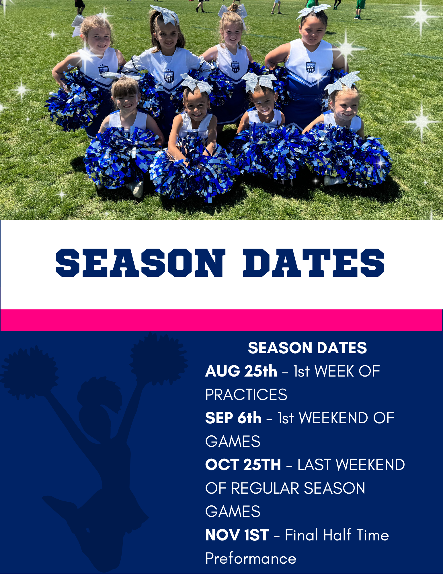 Northern Piedmont Sports Club cheerleading season dates