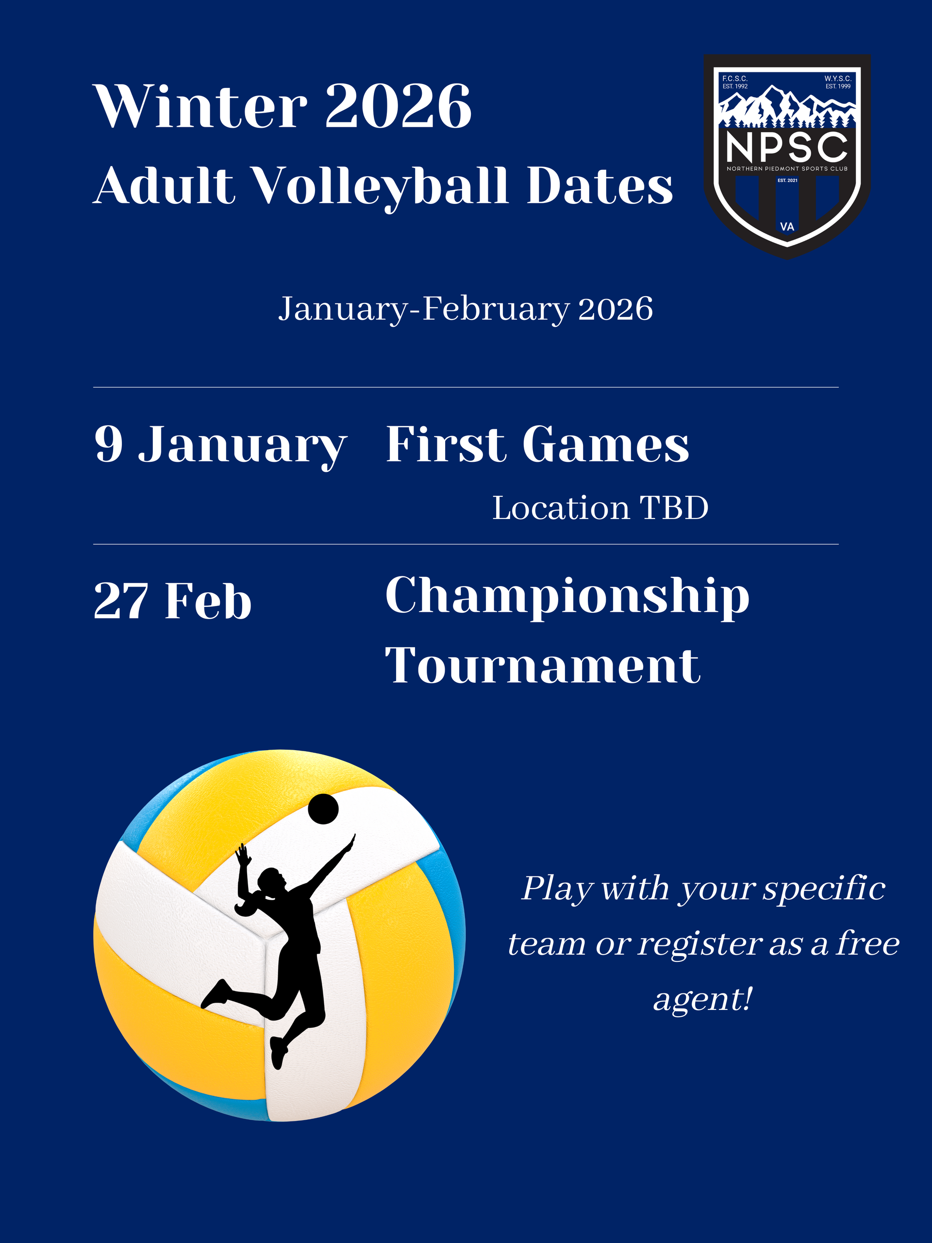 Northern Piedmont Sports Club travel volleyball schedule