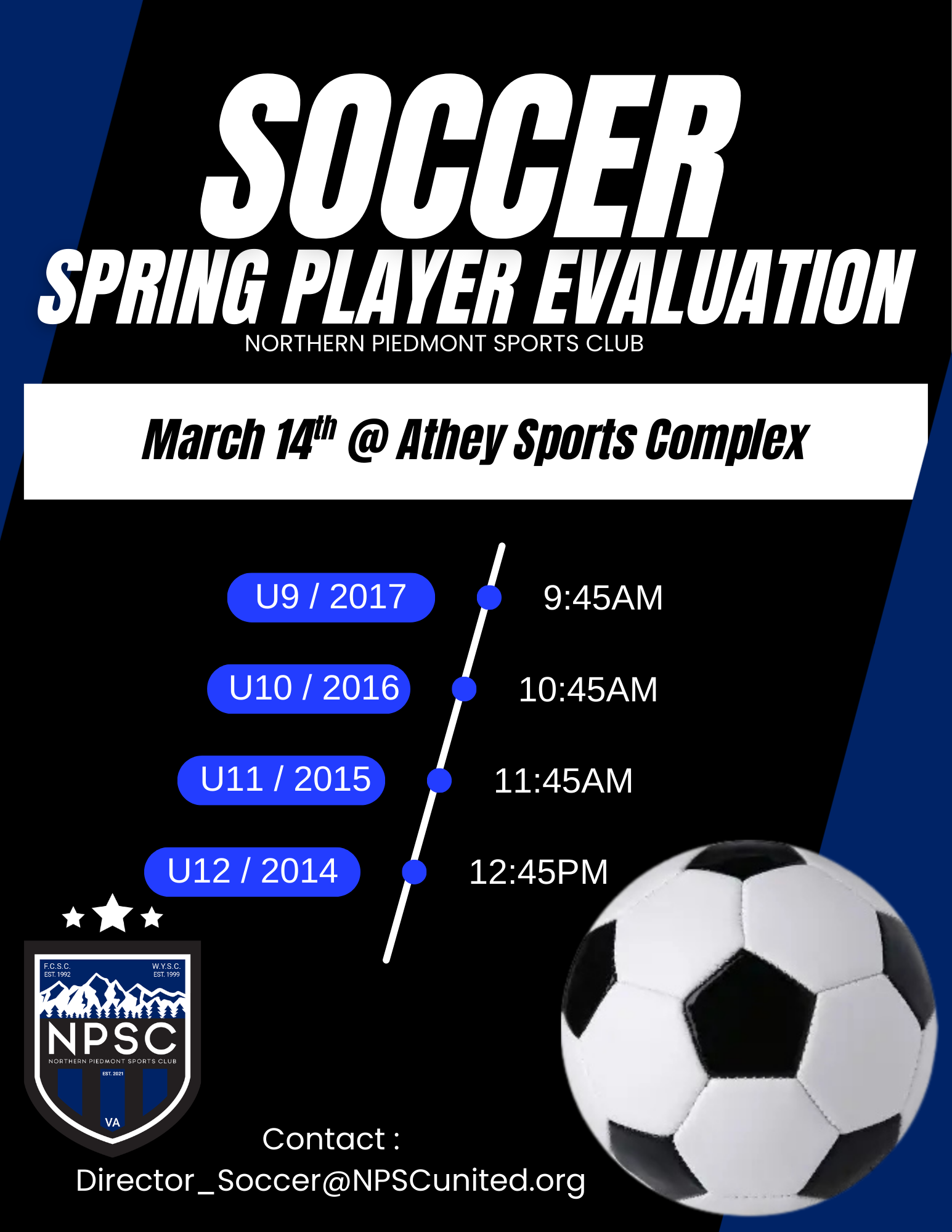 Boy playing soccer for Northern Piedmont Sports Club