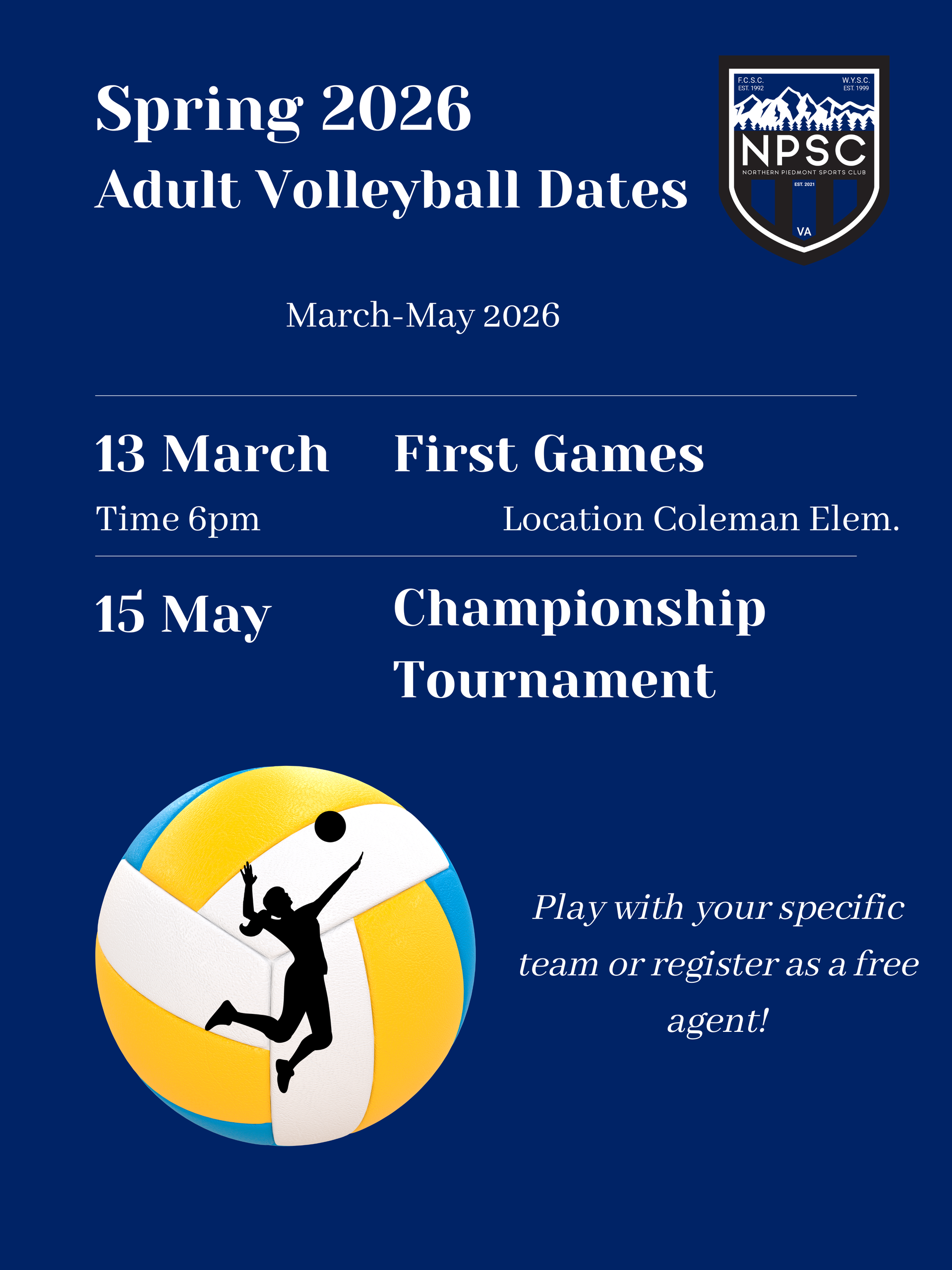Northern Piedmont Sports Club travel volleyball schedule