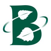 a green letter b with two white leaves on it .