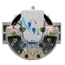 A close up of a alternator on a white background.