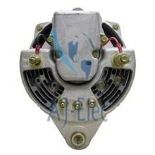 A close up of a alternator on a white background.