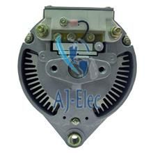 A close up of a alternator on a white background.