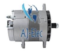 A close up of an alternator on a white background.