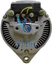 A close up of the inside of an alternator on a white background.