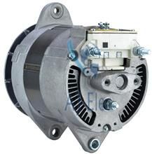 A close up of a alternator on a white background.