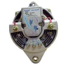 A close up of a alternator on a white background.