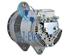 A close up of an alternator on a white background.