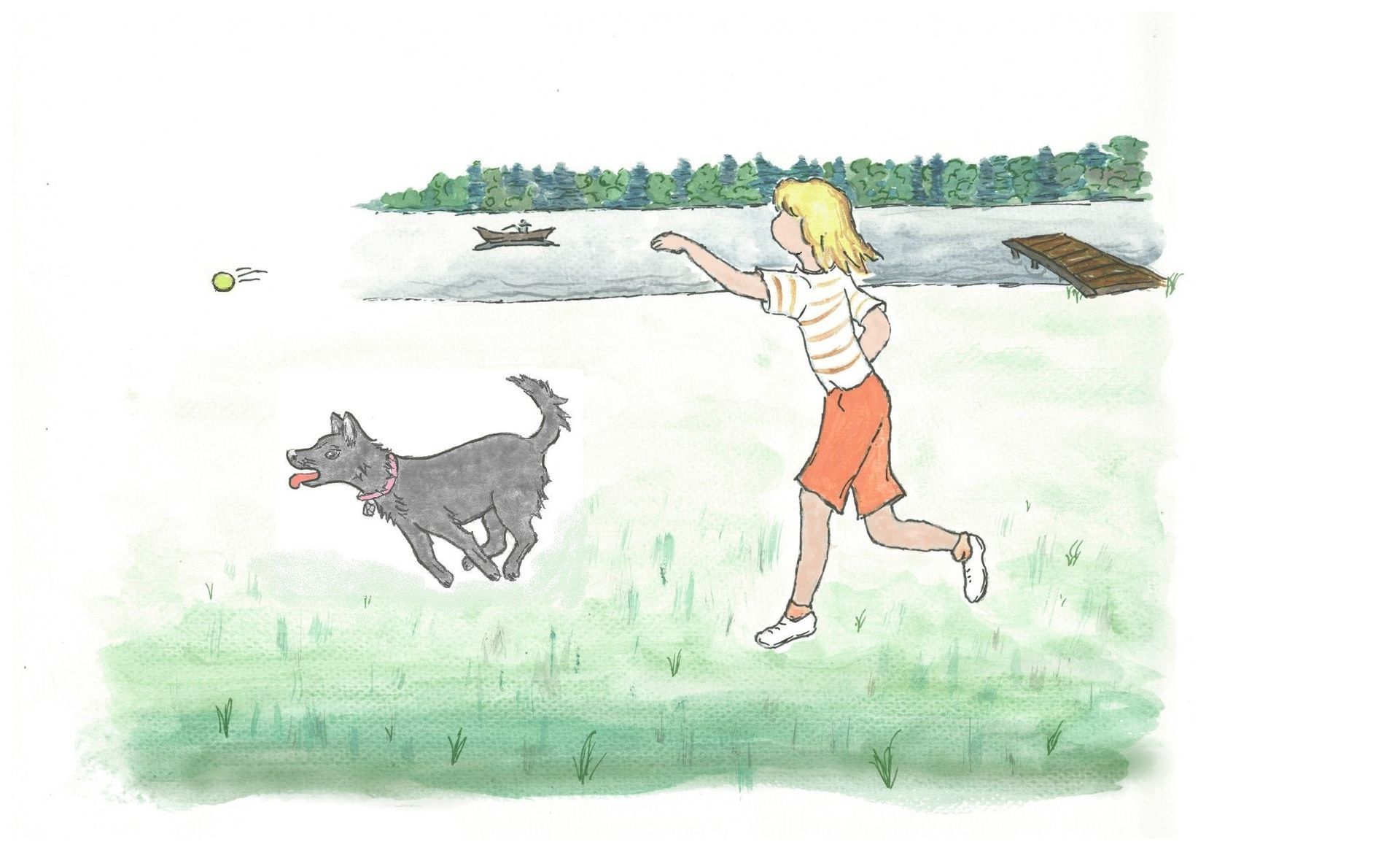 Kitty plays fetch with Ali