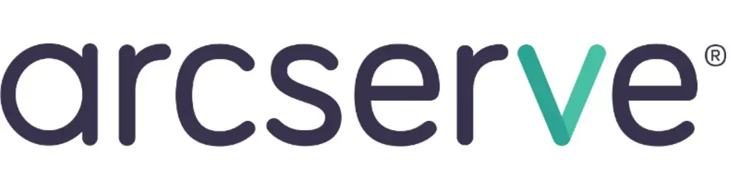 Logotipo de Arcserve en texto morado oscuro con una marca de acento roja sobre la “v”.