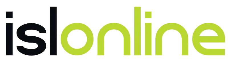 Logotipo de islonline con texto negro y verde sobre fondo blanco.