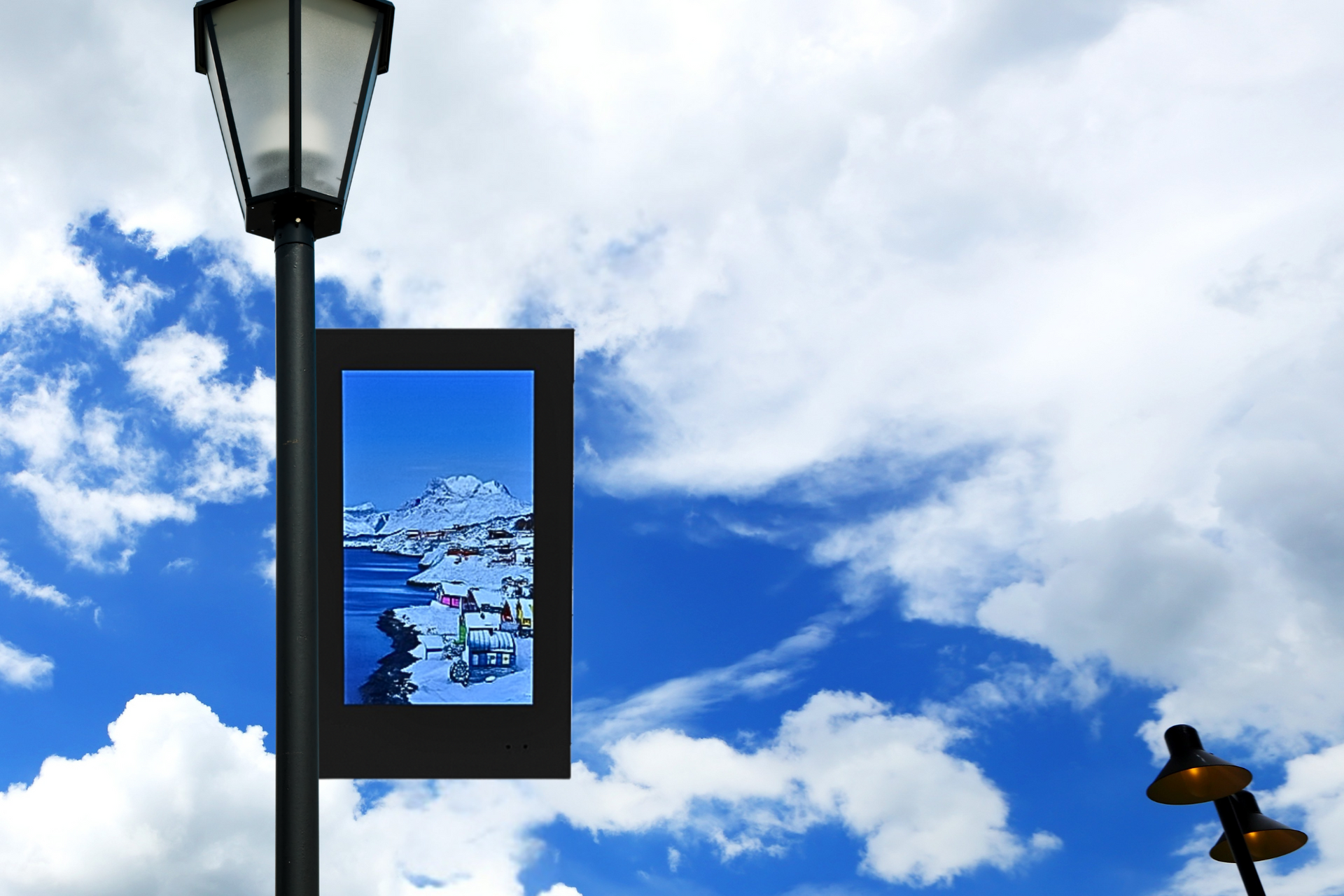 ACT POWER High-Visibility 32” Outdoor Signage for Smart Lamp Post Advertising and Public Information Application