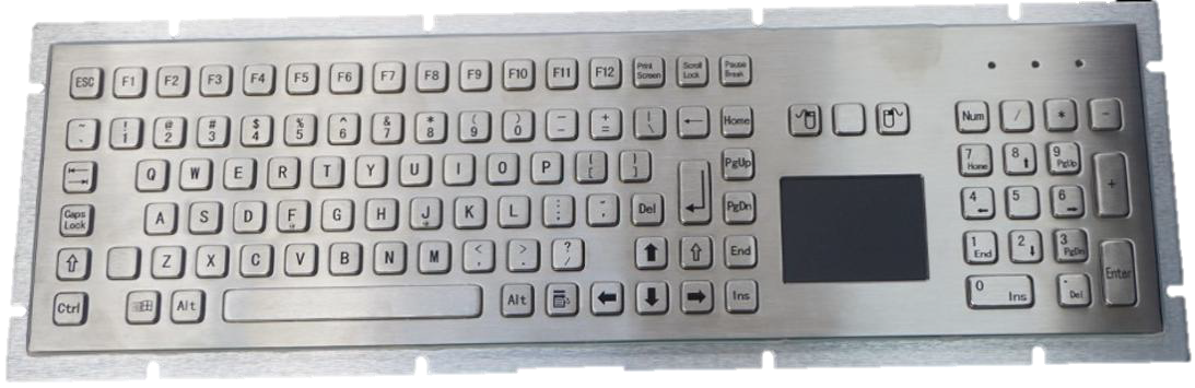 ACT POWER  Stainless-Steel Keyboard with Touchpad & Numeric Keys, Panel Mount