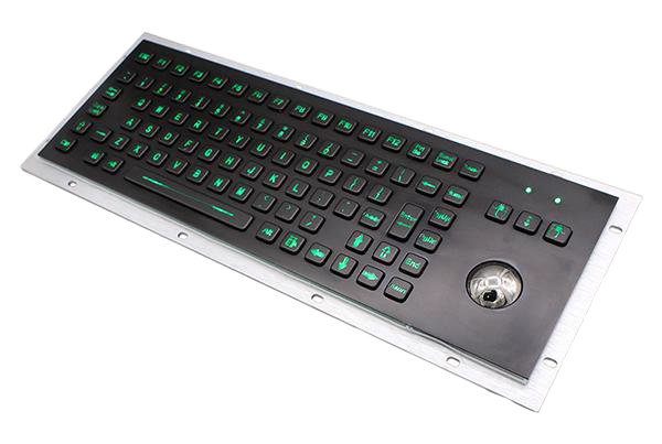ACT POWER Stainless Steel & Aluminium Keyboard with Trackball and LED Backlight in Black Front