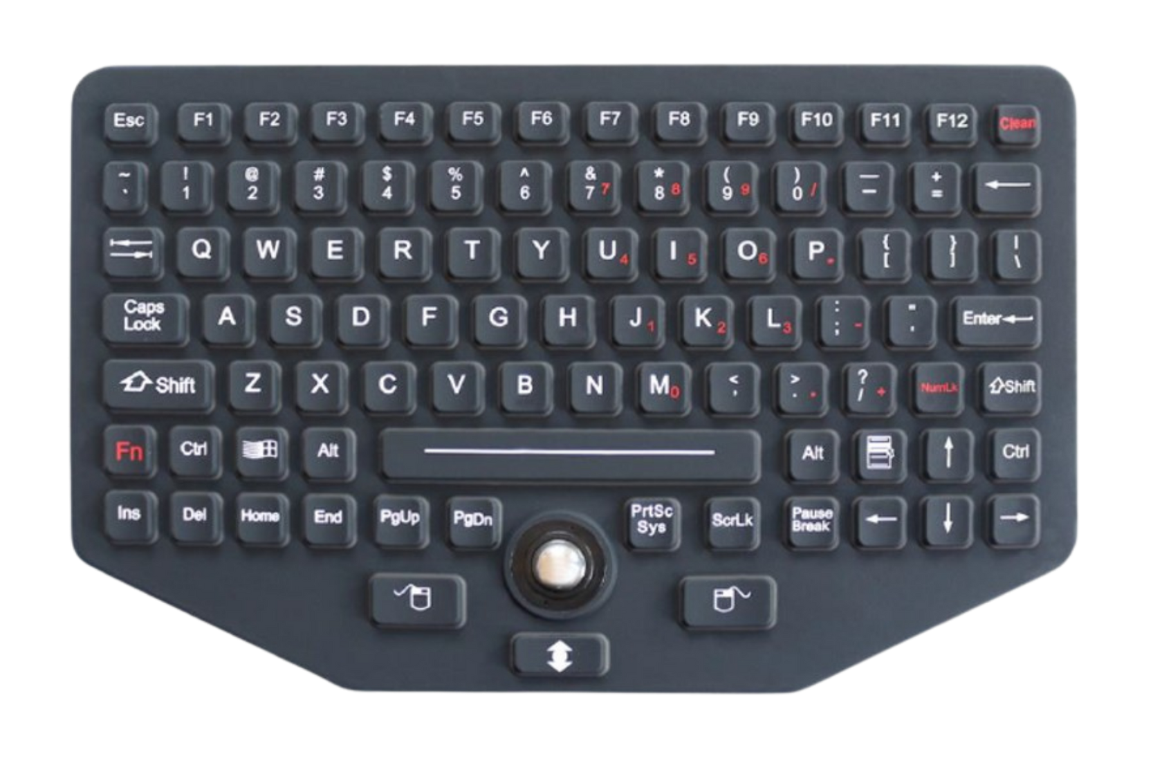 ACT POWER MIC-K8904 89 Keys Silicone Rugged Keyboard with Sealed Optical Trackball