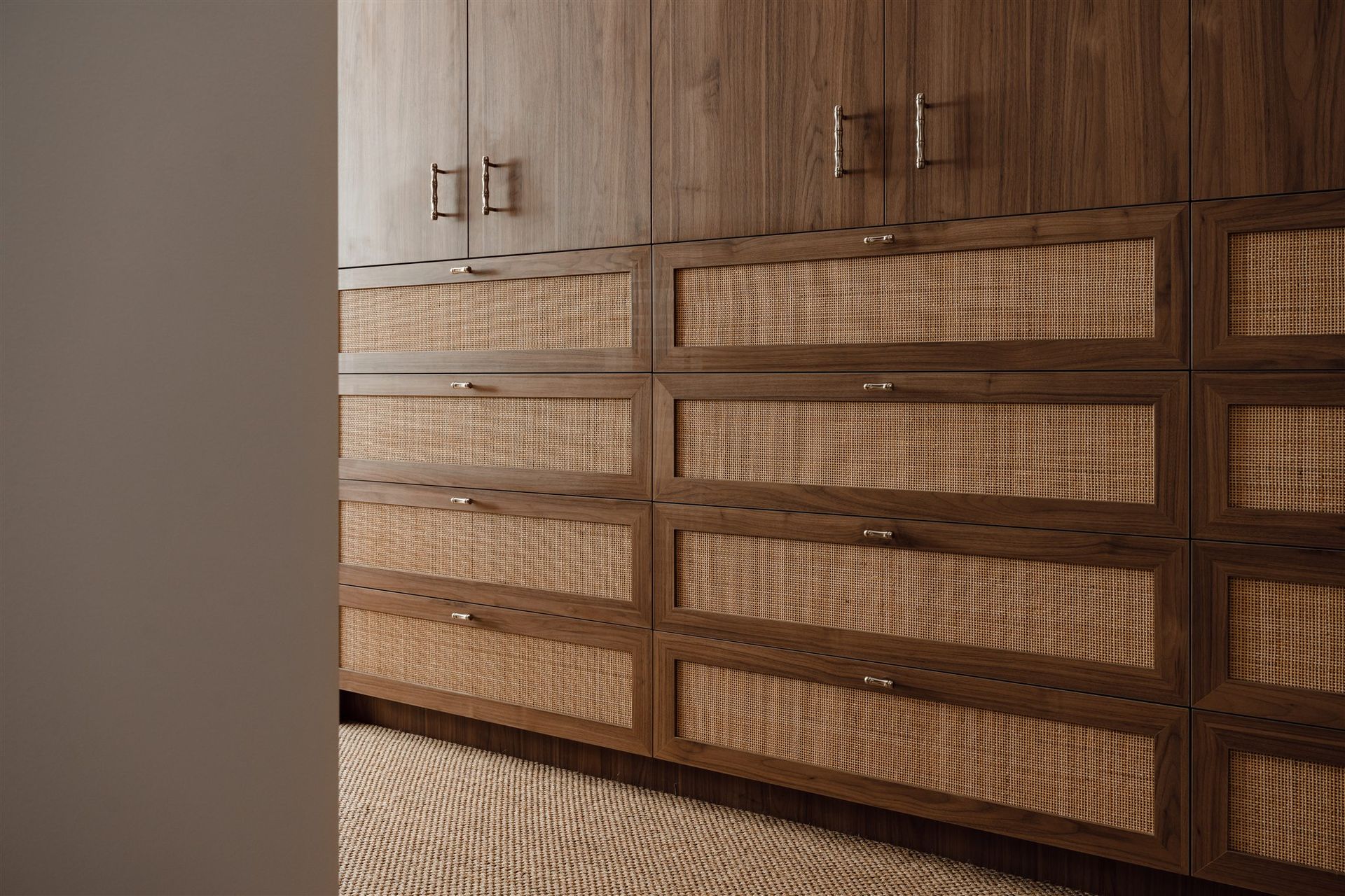 Wooden Wardrobe With Woven-front Drawers — PKJ Design in Unanderra, NSW