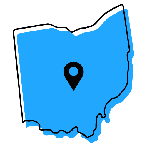 Map of Ohio showing where you can be a student at Career Prep Virtual High 