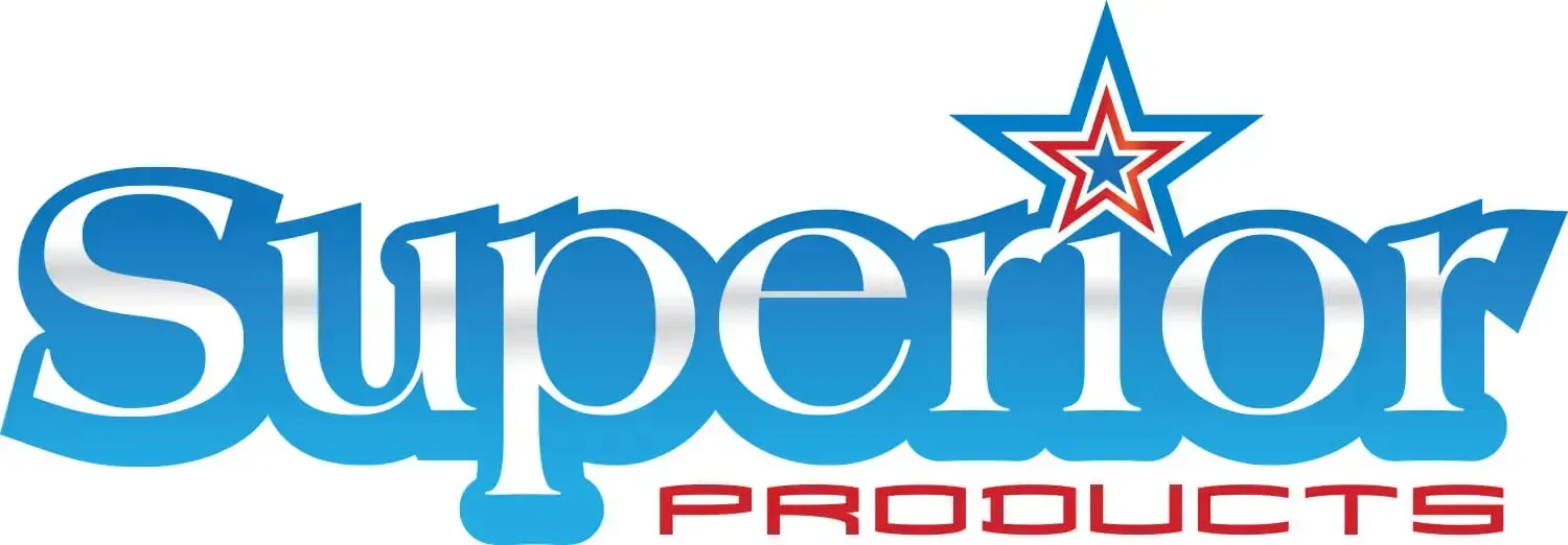 Superior Products logo in blue and red with a star above the wordmark