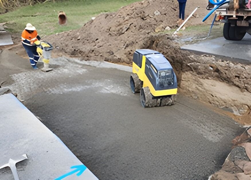 A Yellow and Black Machine Is Working on A Road — Hillery Group in Bowen, QLD