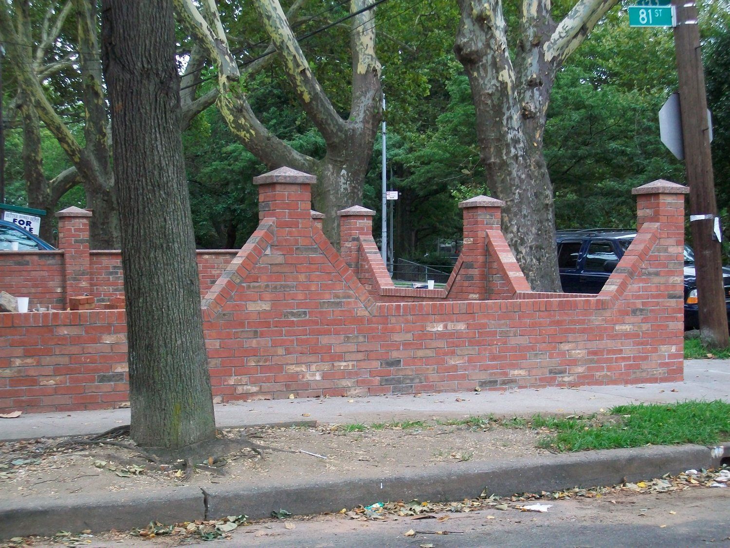 A brick wall with the number 8 on it