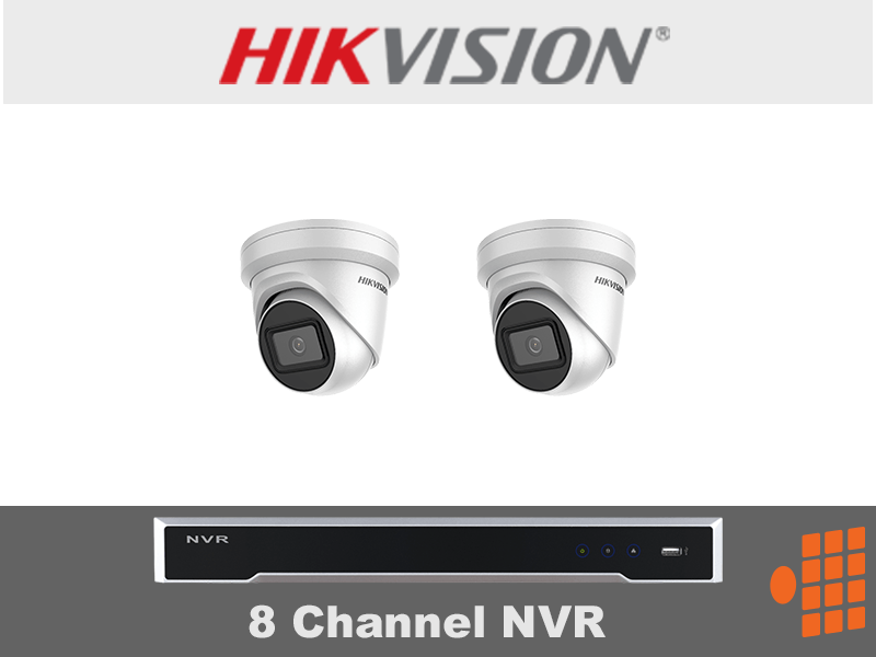 A hikvision 8 channel nvr system with two cameras