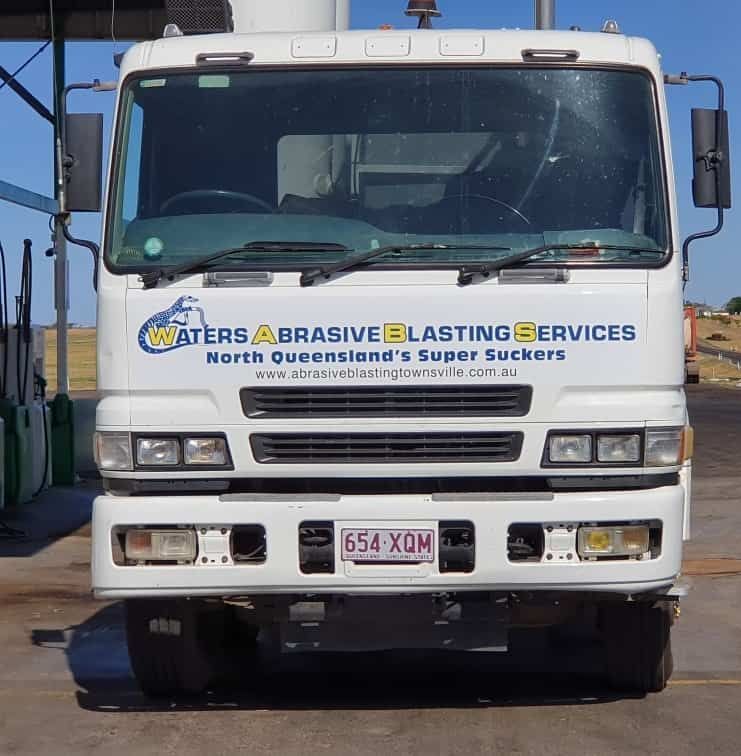 A White Truck That Says Waters Abrasive Blasting Services on the Front — Waters Abrasive Blasting Services In Shaw, QLD