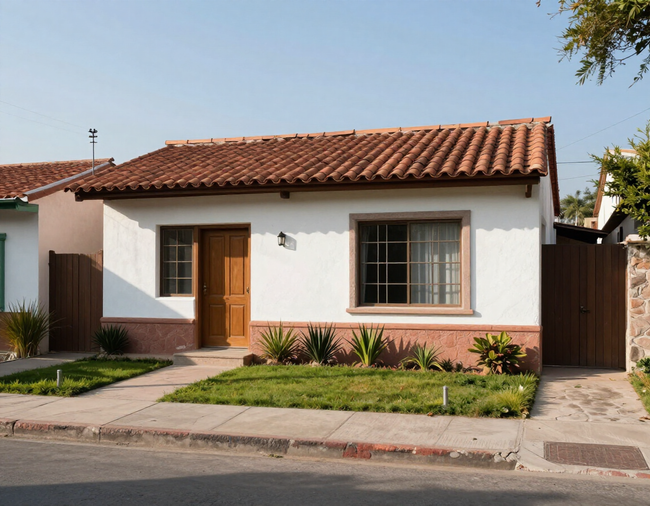 Fachada de casa usada bien mantenida