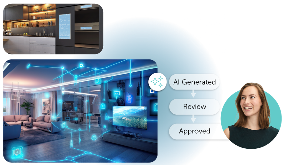 AI flowchart with a colorful portrait leading to “Detected” and “Rejected” branches