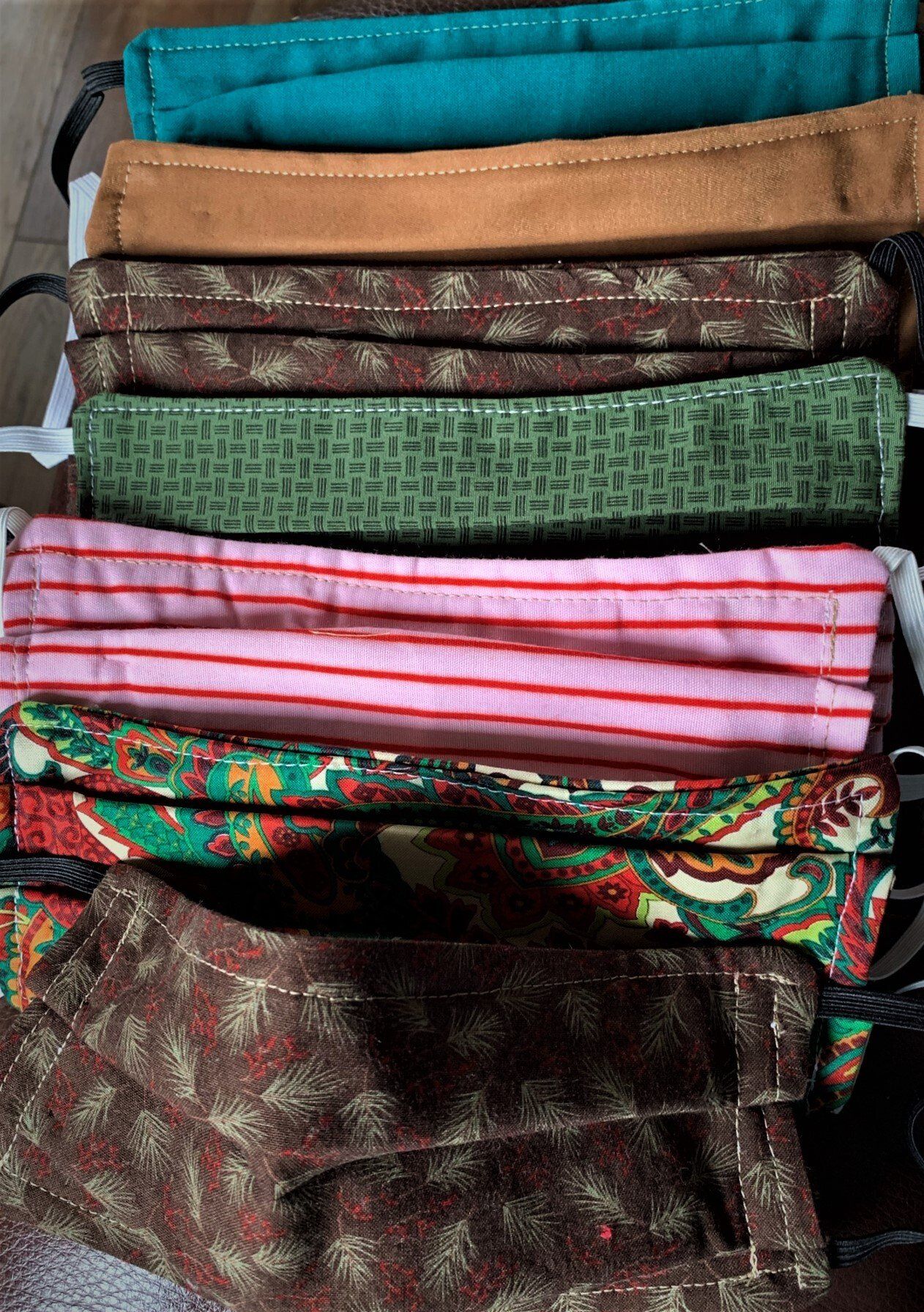 Stacks of Fabric Masks Created at Senior Living Facility