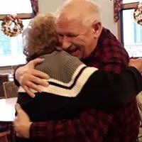 Happy Seniors Embracing