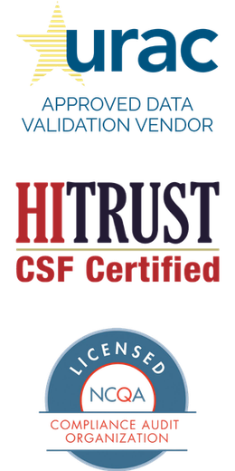 URAC-approved validation vendor,  HITRUST certified, Licensed NCQA