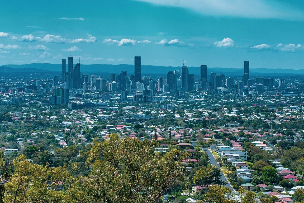 Aerial view of buildings in Queensland.