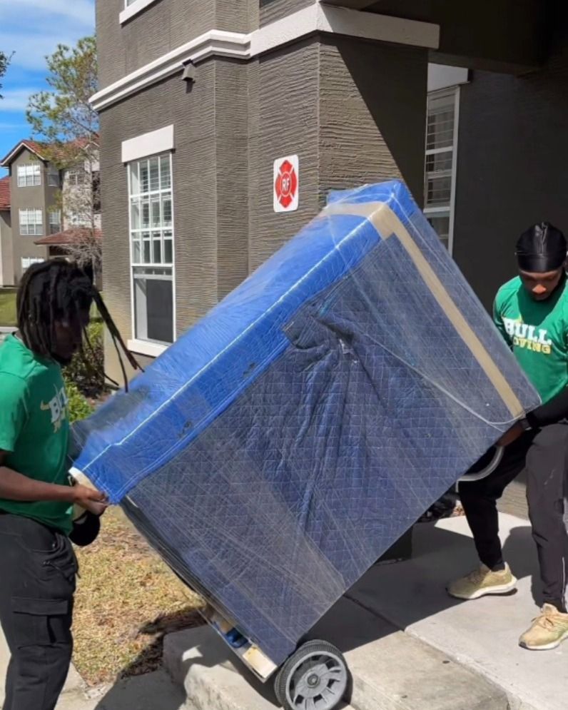 Two Men Are Loading a Couch Into a Van - Tampa, FL - Bull Moving LLC