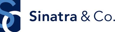 The logo for Sinatra & Co. featuring stylized blue and white letters The logo for Sinatra & Co. featuring stylized blue and white letters