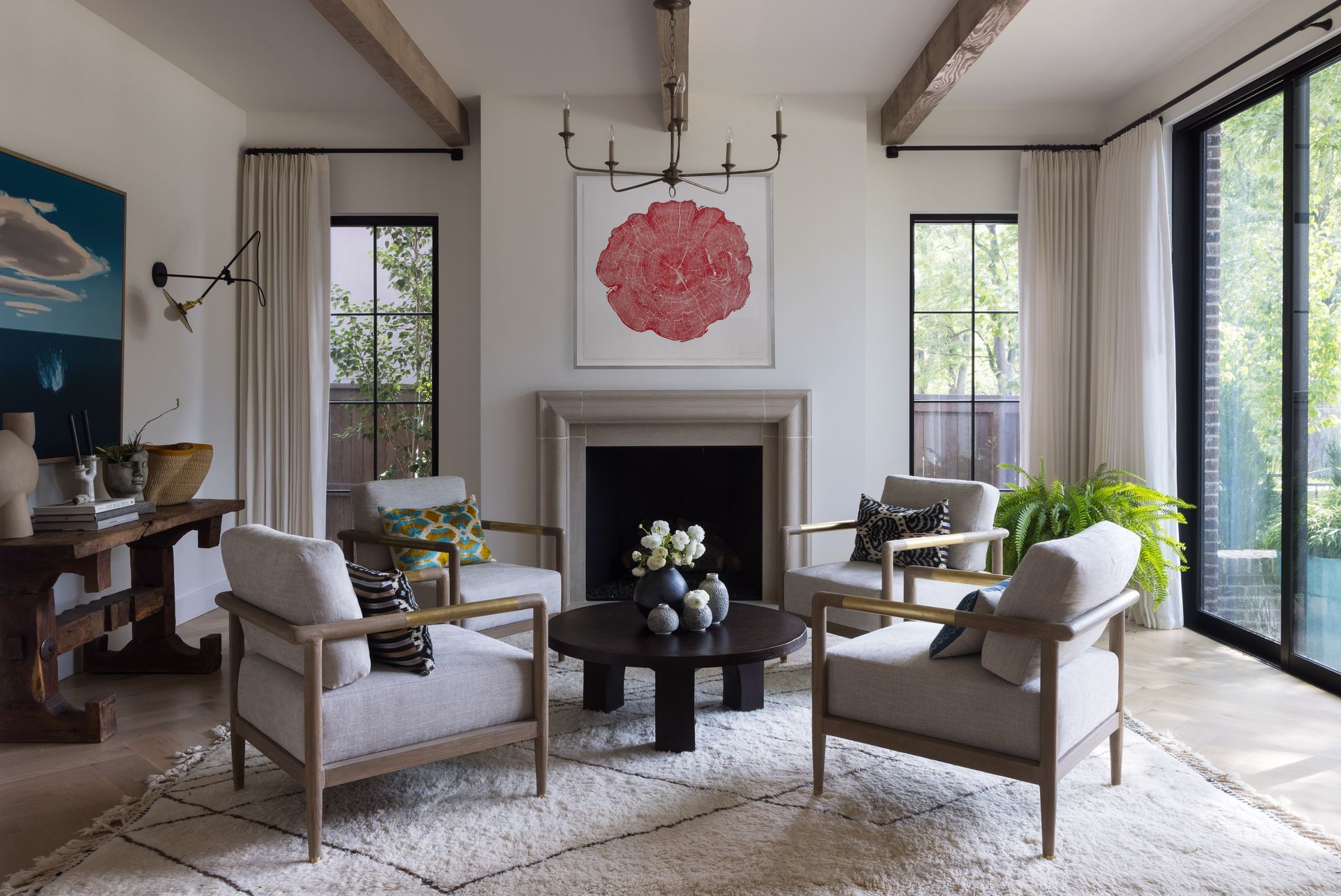 Detailed view of a Blinds Couture custom drapery showcasing exquisite fabric texture and color, enhancing a sophisticated interior design