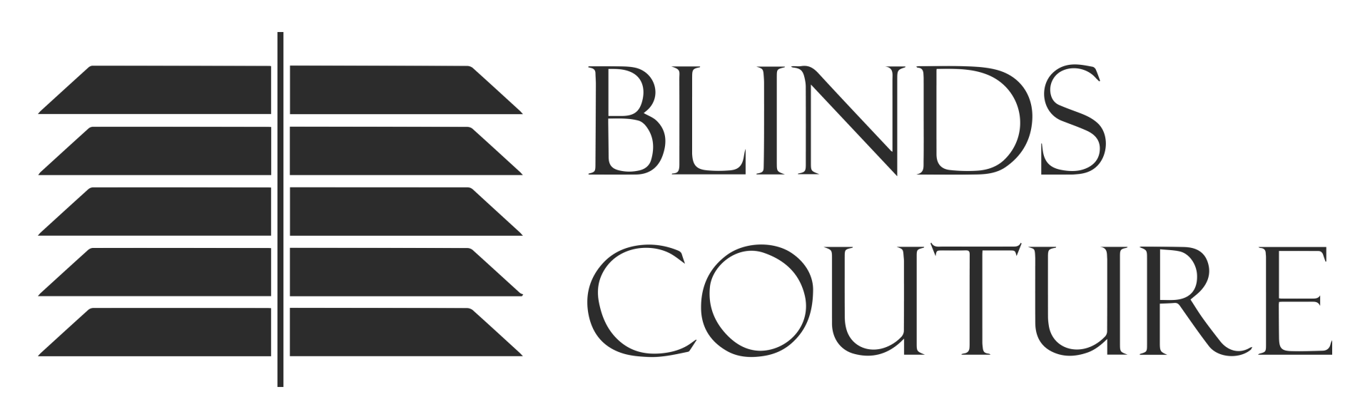 A black and white logo for blinds couture