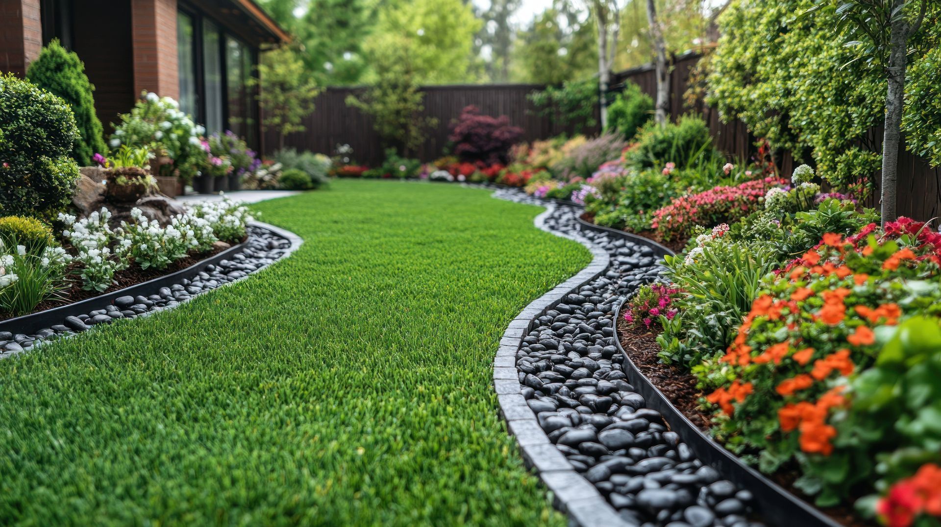 A backyard garden and landscaping feature near Campbellsville, KY