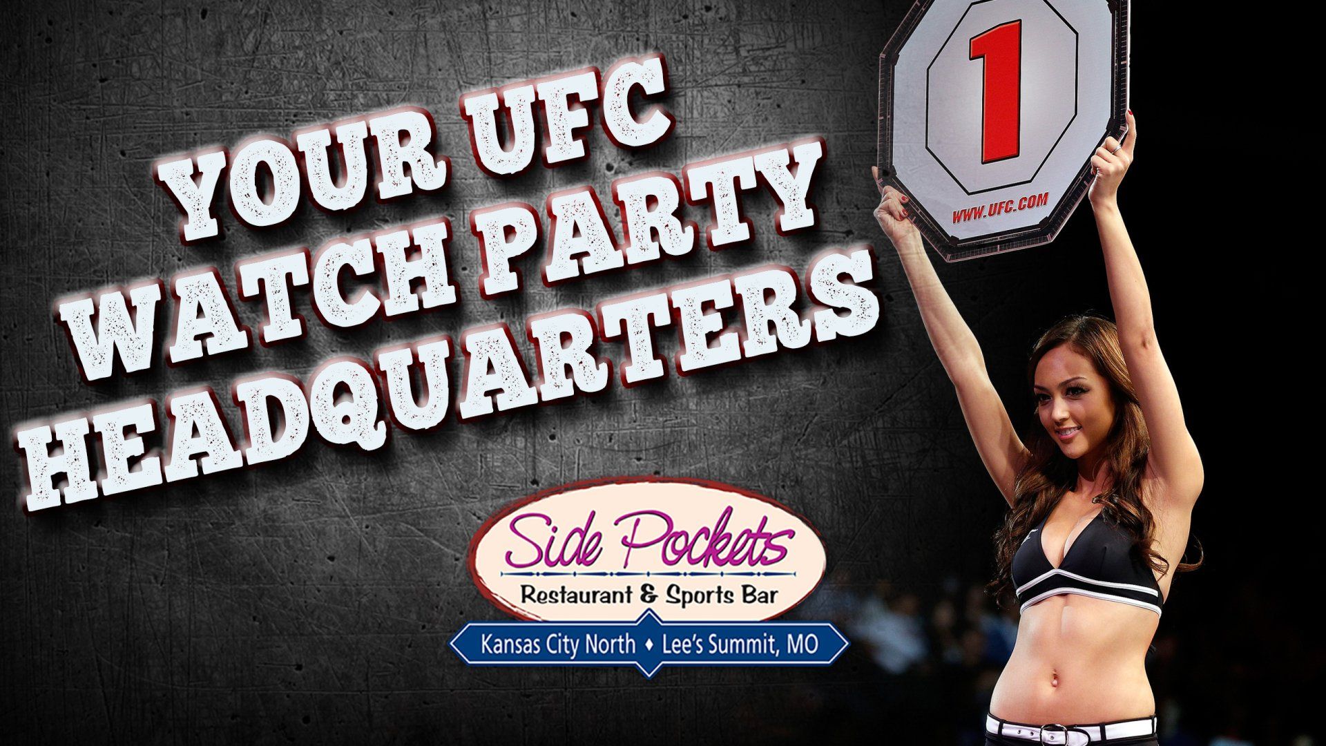 Ad for Side Pockets restaurant.