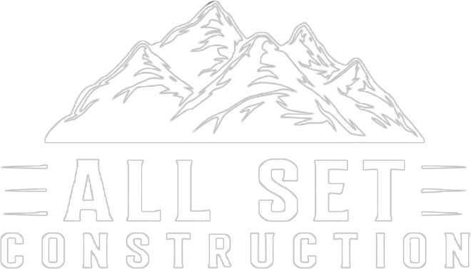 A logo for "All Set Construction," featuring a white-outlined mountain range above the company name in a block font.