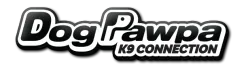 DogPawpa logo with black and white text and a 3D effect.