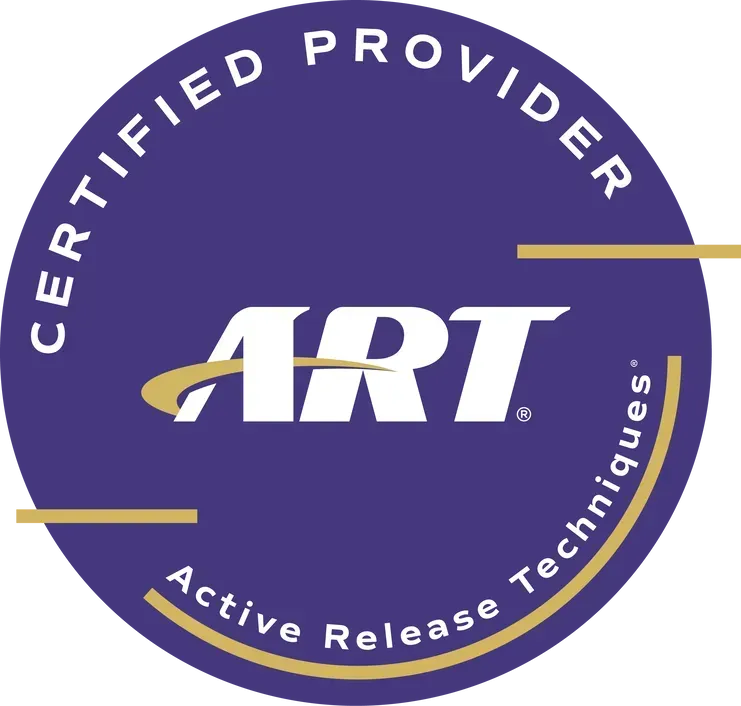 A purple certified provider logo for art active release techniques