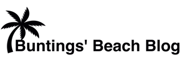 A black and white logo for bunting 's beach blog